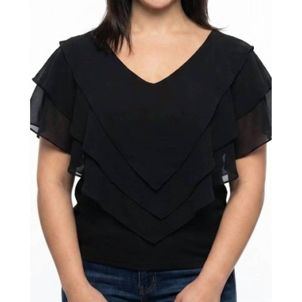 NEW AZI kate cascade top in black